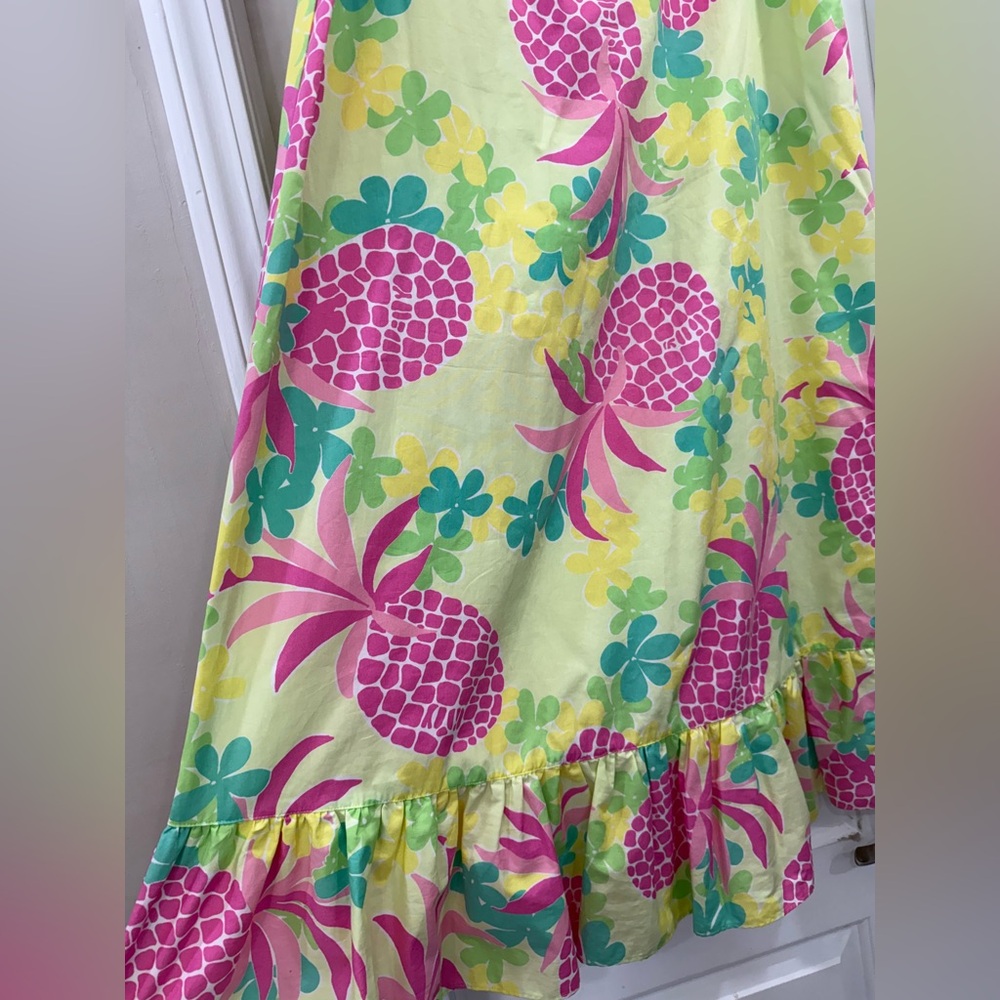 Lilly Pulitzer Vintage Pink Pineapple Floral Ruffled Maxi Skirt Size 12 - Picture 5 of 12